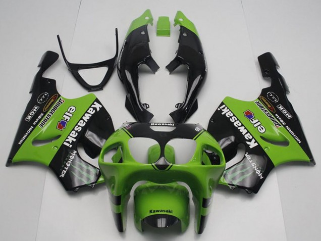 1996-2003 Kawasaki ZX7R Motorcycle Fairings - Green Glossy Black Monster Elf UK