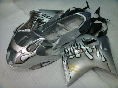Buy 1996-2007 Honda CBR1100XX Blackbird Motorcycle Fairing - Silver Black Flame UK