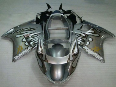 Buy 1996-2007 Honda CBR1100XX Blackbird Motorcycle Fairing - Silver Black Flame UK
