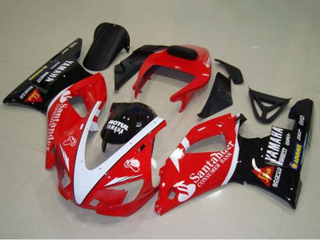 1998-1999 Yamaha YZF R1 Motorcycle Fairings - Red White Glossy Black Motul Santander UK
