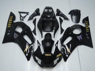 Buy 1998-2002 Yamaha YZF R6 Motorcycle Fairings - Glossy Black Gold Decals UK