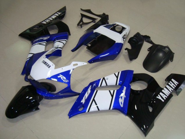 1998-2002 Yamaha YZF R6 Motorcycle Fairings - White Blue Glossy Black Champions UK