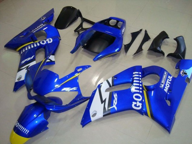 1998-2002 Yamaha YZF R6 Motorcycle Fairings - Blue White Yellow Go Motul UK