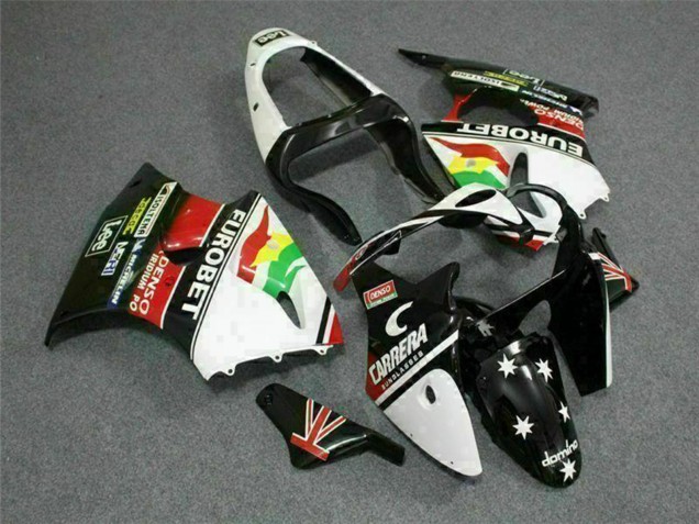 2000-2002 Kawasaki ZX6R Motorcycle Fairings - White Red Yellow Green Glossy Black Star EuroBet UK