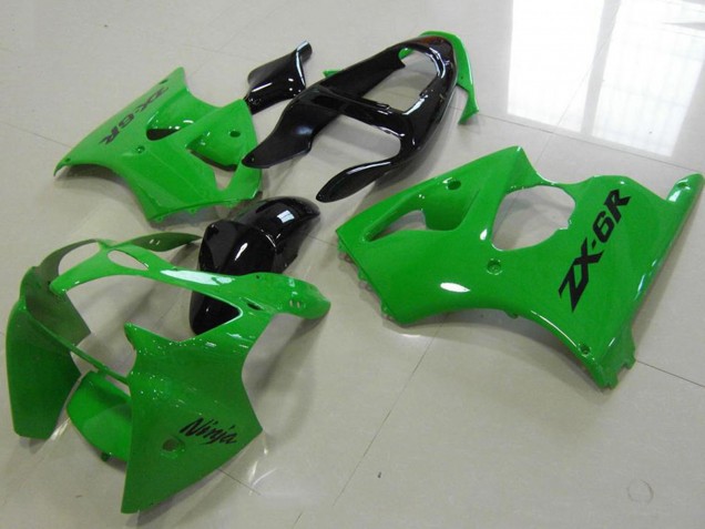 2000-2002 Kawasaki ZX6R Motorcycle Fairing - Green Glossy Black UK