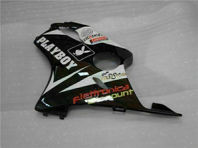2001-2003 Honda CBR600 F4i Motorcycle Fairings - White Yellow Glossy Black Playboy UK