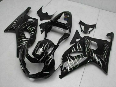 Buy 2001-2003 Suzuki GSXR 600/750 Motorcycle Fairings - Glossy Black Silver Flame UK