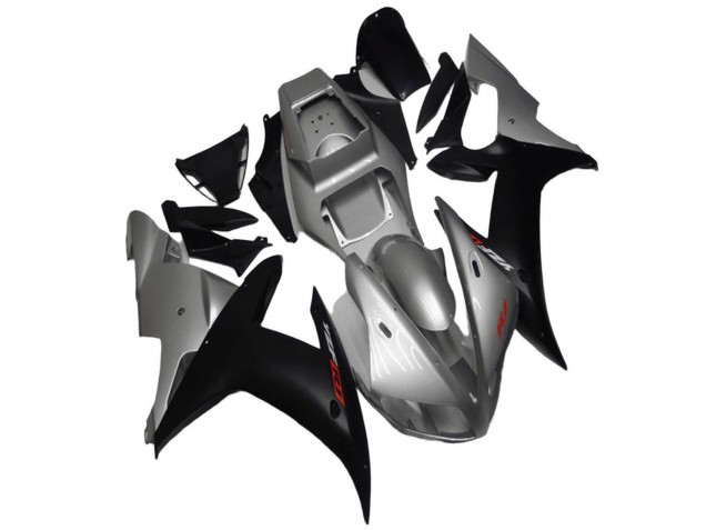 2002-2003 Yamaha YZF R1 Motorcycle Fairings - Silver Matte Black UK