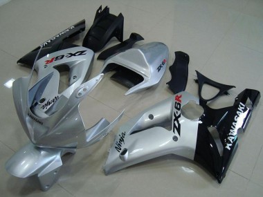 Buy 2003-2004 Kawasaki ZX6R Motorcycle Fairings - Silver Glossy Black UK