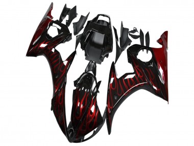 Buy 2003-2004 Yamaha YZF R6 Motorcycle Fairing - Glossy Black Red Flame UK