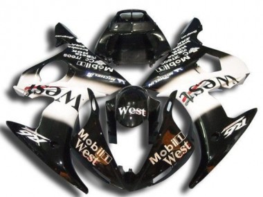 Buy 2003-2004 Yamaha YZF R6 Motorcycle Fairings - Glossy Black White Mobil West Michelin UK