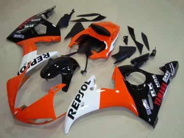Buy 2003-2004 Yamaha YZF R6 Motorcycle Fairings - Orange White Glossy Black Repsol UK
