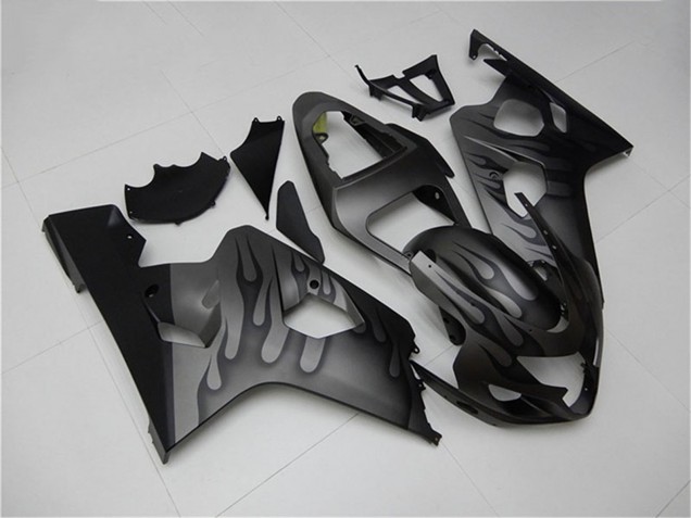 2004-2005 Suzuki GSXR 600/750 Motorcycle Fairings - Grey Black Flame UK