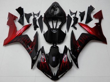 Buy 2004-2006 Yamaha YZF R1 Motorcycle Fairings - Glossy Black Red Flame UK