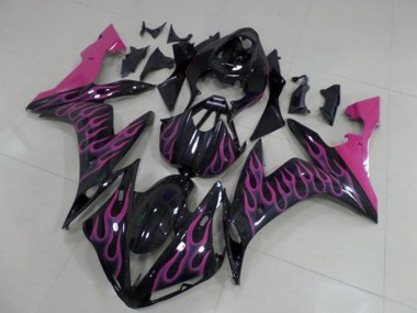 Buy 2004-2006 Yamaha YZF R1 Motorcycle Fairings - Glossy Black Pink Flame UK