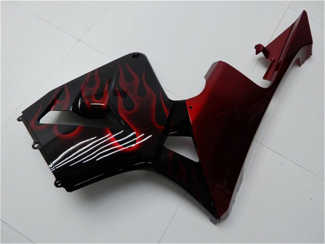 2005-2006 Honda CBR600RR Motorcycle Fairing Kits - Glossy Black Red Flame UK