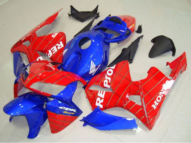 2005-2006 Honda CBR600RR Motorcycle Fairings - Blue Red Spider Man Repsol UK