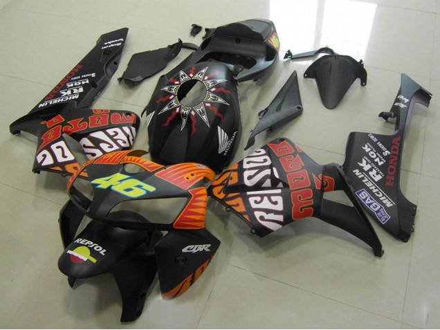 2005-2006 Honda CBR600RR Motorcycle Fairings - Matte Black Orange Yellow Rossi 46 UK