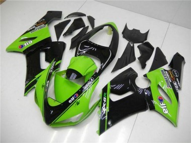 Buy 2005-2006 Kawasaki ZX6R Motorcycle Fairings - Green Glossy Black Elf UK