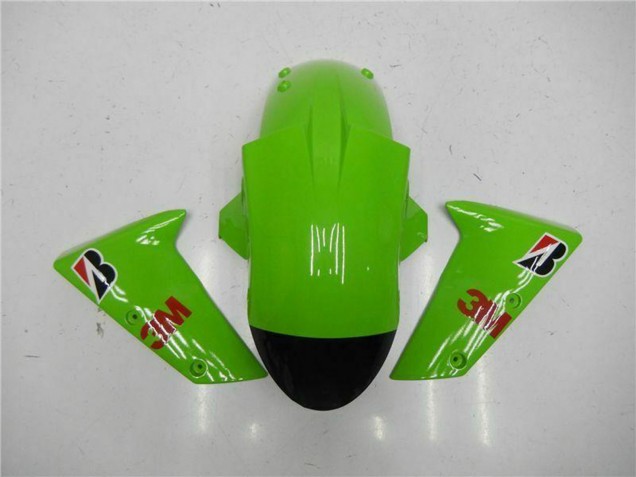 2005-2006 Kawasaki ZX6R Motorcycle Fairings - Green Glossy Black Elf UK