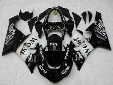 Buy 2005-2006 Kawasaki ZX6R Motorcycle Fairings - Glossy Black White West UK