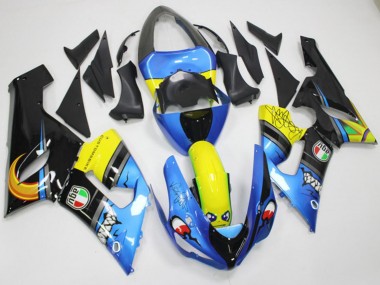 Buy 2005-2006 Kawasaki ZX6R Motorcycle Fairings - Blue Yellow Black Shark UK