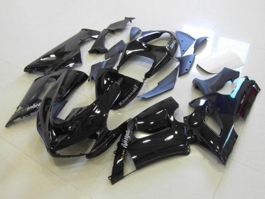 Buy 2005-2006 Kawasaki ZX6R Motorcycle Fairings - Glossy Black Silver Decals UK
