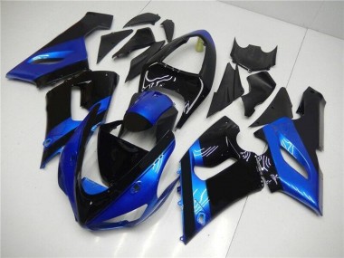 Buy 2005-2006 Kawasaki ZX6R Motorcycle Fairing Kits - Blue Glossy Black UK