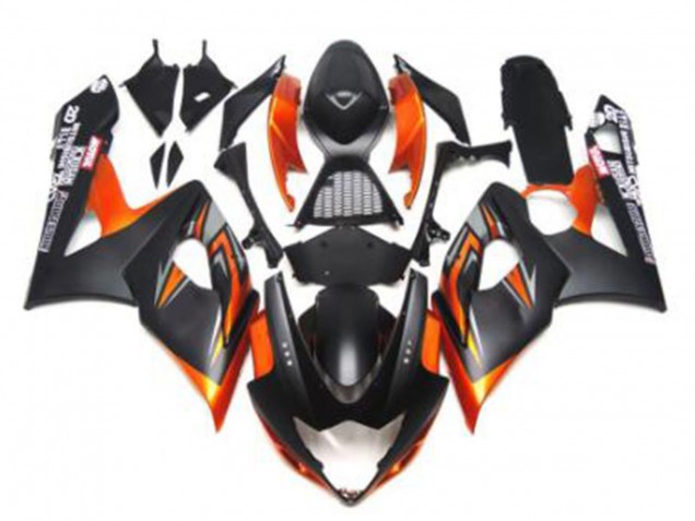 2005-2006 Suzuki GSXR 1000 Motorcycle Fairings - Glossy Black Matte Black Black Orange UK