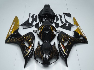 Buy 2006-2007 Honda CBR1000RR Motorcycle Fairing - Glossy Black Gold Flame UK
