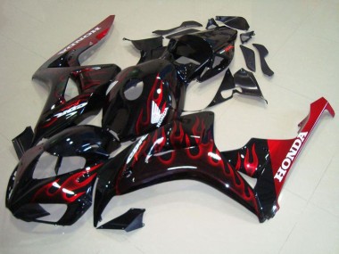 Buy 2006-2007 Honda CBR1000RR Motorcycle Fairing Kits - Glossy Black Red Flame UK