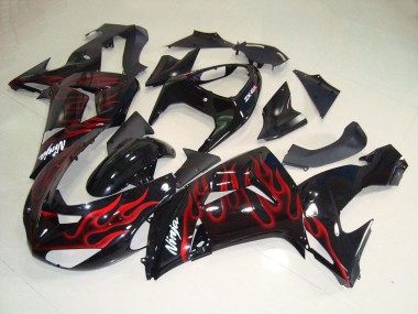 Buy 2006-2007 Kawasaki ZX10R Motorcycle Fairings - Glossy Black Red Flame UK