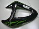 2006-2007 Kawasaki ZX10R Motorcycle Fairings - Glossy Black Green Flame UK