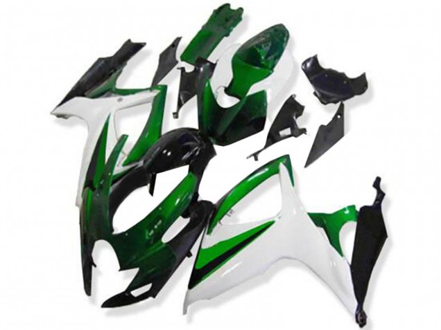 2006-2007 Suzuki GSXR 600/750 Motorcycle Fairings - White Green Glossy Black UK