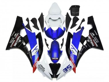 Buy 2006-2007 Yamaha YZF R6 Motorcycle Fairings - White Blue Glossy Black Yamalube Becker Carbon UK