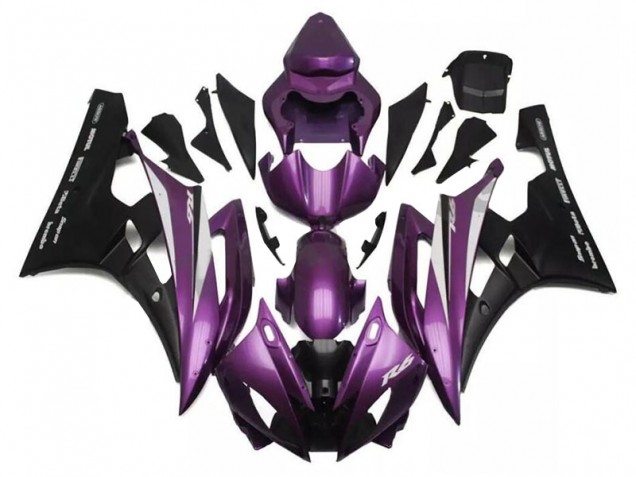 2006-2007 Yamaha YZF R6 Motorcycle Fairings - Purple Matte Black Santander UK
