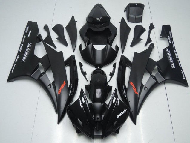 2006-2007 Yamaha YZF R6 Motorcycle Fairings - Glossy Black Matte Black Red Motul Michelin UK