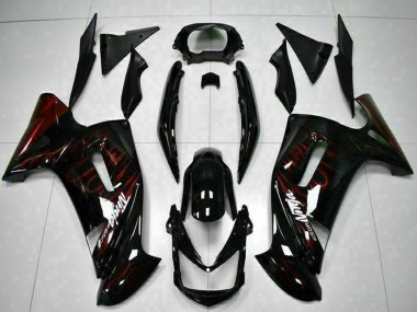 Buy 2006-2008 Kawasaki EX650 Motorcycle Fairings - Glossy Black Red Flame UK