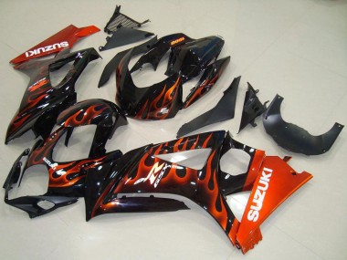 Buy 2007-2008 Suzuki GSXR 1000 Motorcycle Fairings - Glossy Black Orange Flame UK