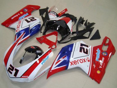Buy 2007-2014 Ducati 1098 Motorcycle Fairings - White Red Blue Glossy Black Valsir Xerox 21 UK