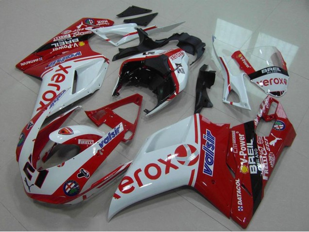 2007-2014 Ducati 848 1098 1198 Motorcycle Fairing - White Red Glossy Black Valsir Xerox OEM Style 21 UK