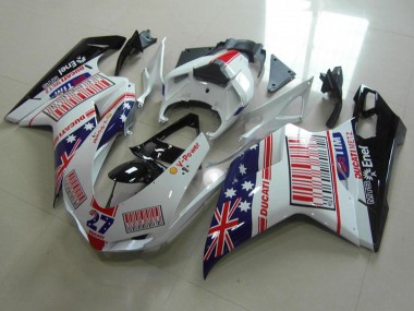 Buy 2007-2014 Ducati 848 1098 1198 Motorcycle Fairings - White Blue Red Glossy Black American Flag Tim 27 UK