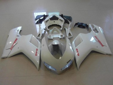 Buy 2007-2014 Ducati 848 Motorcycle Fairings - Glossy White Red Decals UK