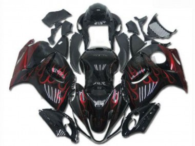 Buy 2008-2020 Suzuki GSXR 1300 Hayabusa Motorcycle Fairings - Glossy Black Red Flame UK