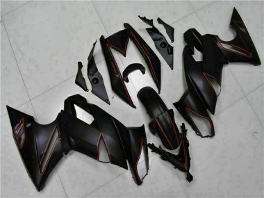 Buy 2009-2011 Kawasaki EX650 Motorcycle Fairings - Matte Black Red Stripe UK