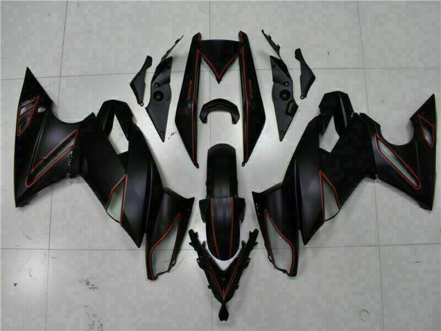 2009-2011 Kawasaki EX650 Motorcycle Fairings - Matte Black Red Stripe UK