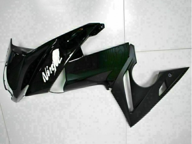 2009-2011 Kawasaki EX650 Motorcycle Fairings - Glossy Black White Decal UK