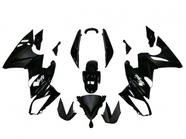 2009-2011 Kawasaki EX650 Motorcycle Fairings - Glossy Black White Decal UK