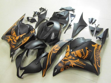 Buy 2009-2012 Honda CBR600RR Motorcycle Fairings - Matte Black Orange Skull UK