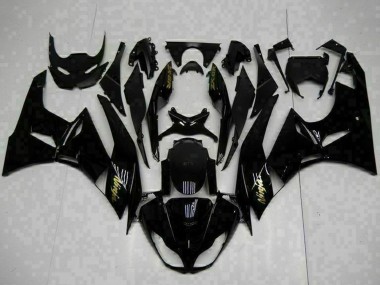 Buy 2009-2012 Kawasaki ZX6R Motorcycle Fairings - Glossy Black Gold Ninja UK